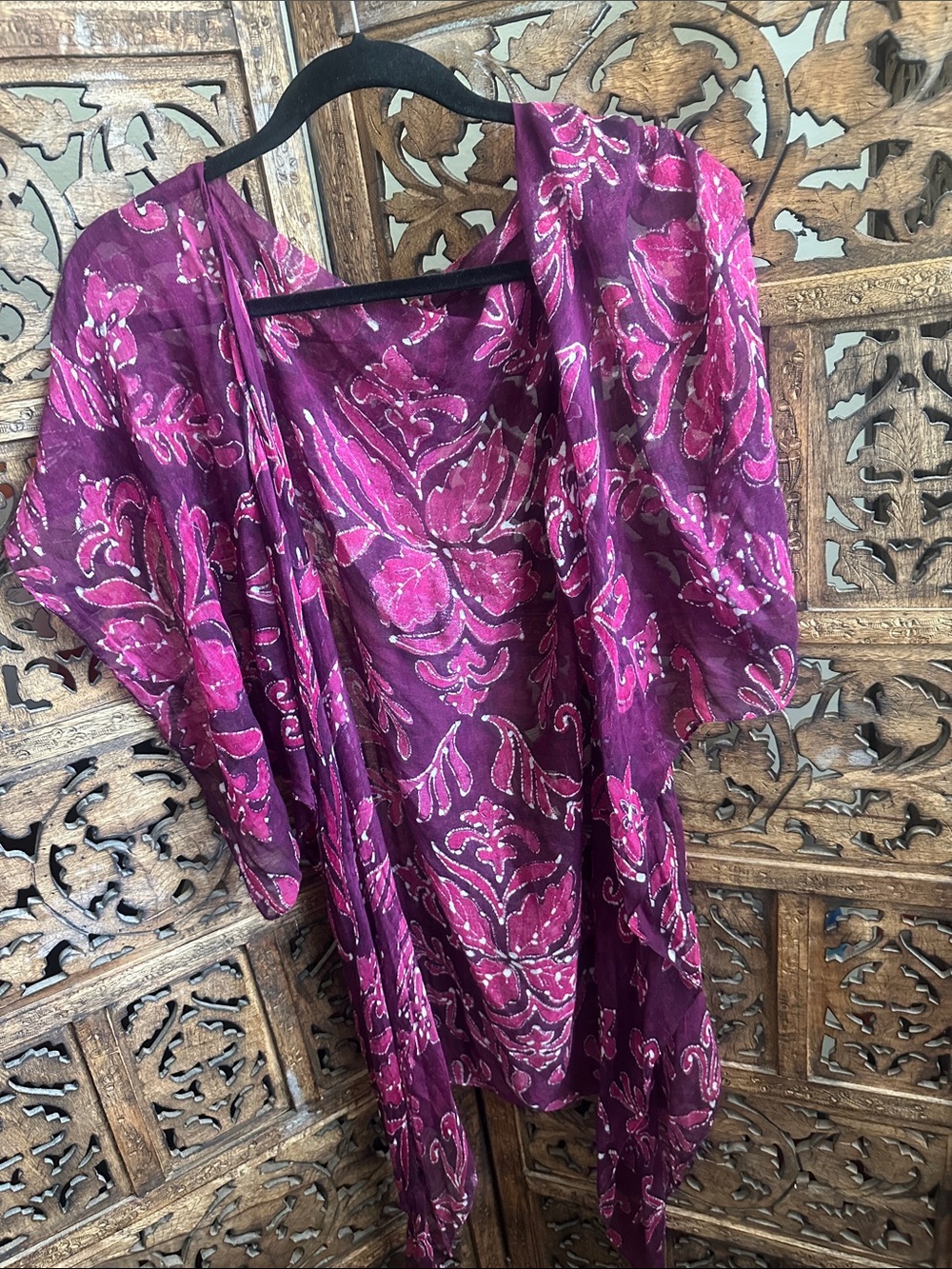 Source Unknown Purple & Pink Floral Sheer Scarf Wrap